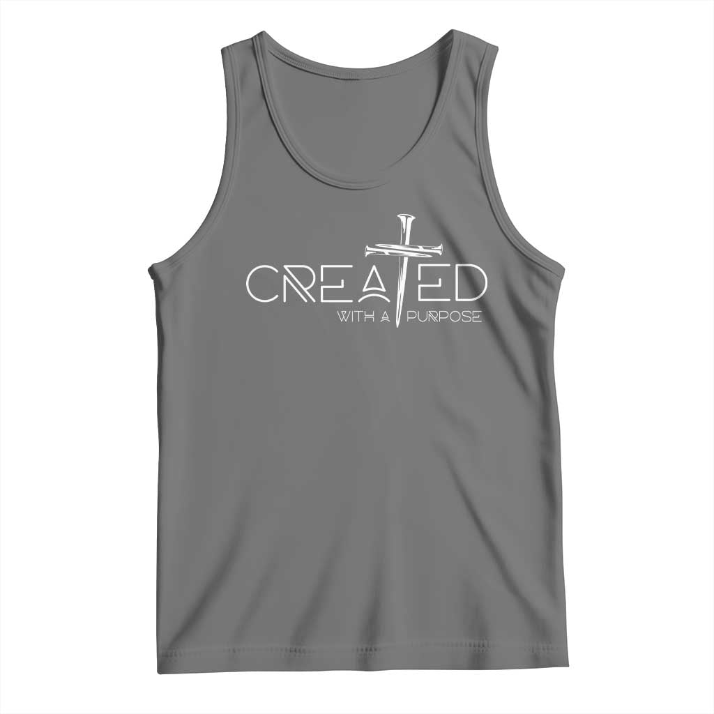 Created With A Purpose Tank Top Christian Faith Cross TS11 Black Heather Print Your Wear