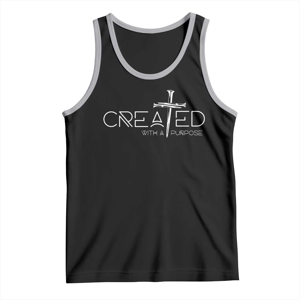 Created With A Purpose Tank Top Christian Faith Cross TS11 Black Athletic Heather Print Your Wear