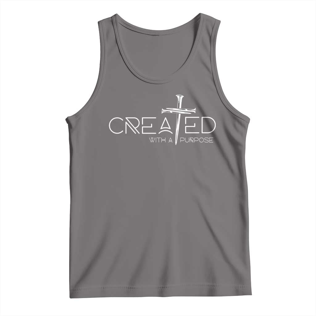 Created With A Purpose Tank Top Christian Faith Cross TS11 Deep Heather Print Your Wear