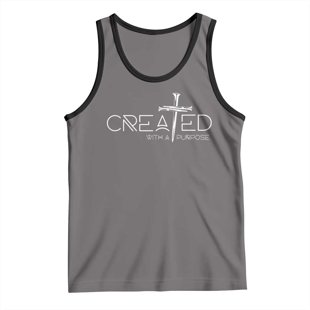Created With A Purpose Tank Top Christian Faith Cross TS11 Deep Heather Black Print Your Wear
