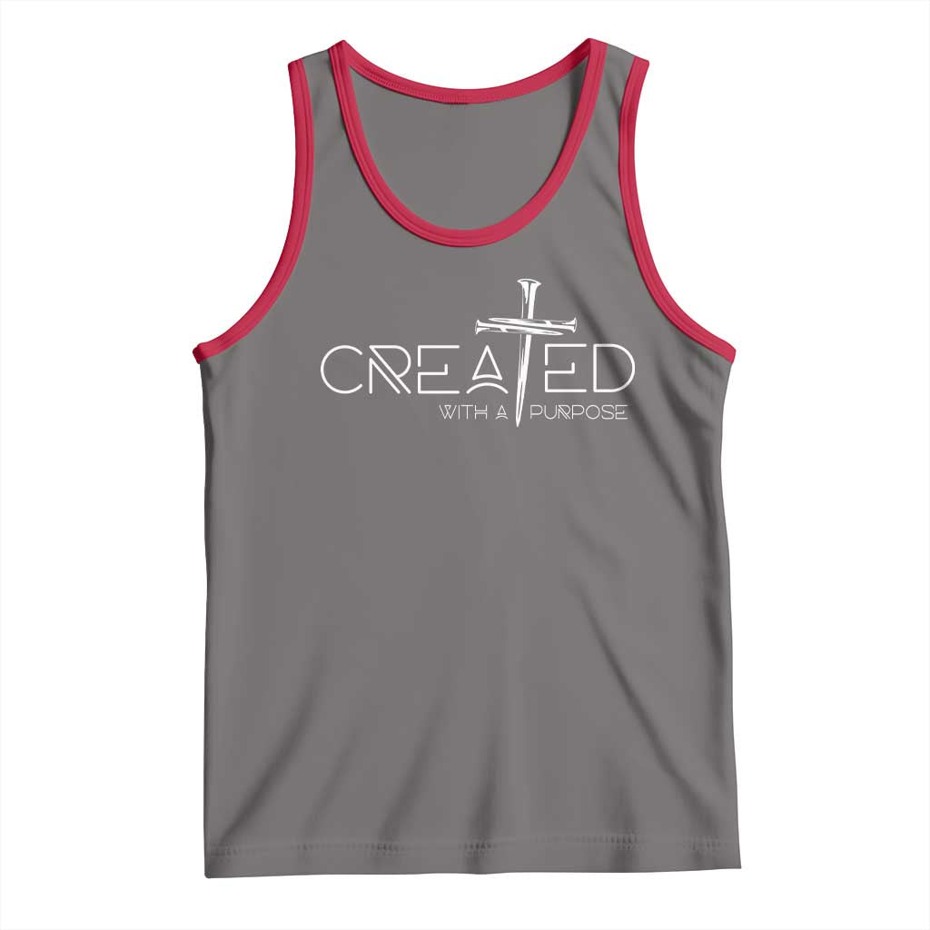 Created With A Purpose Tank Top Christian Faith Cross TS11 Deep Heather Red Print Your Wear