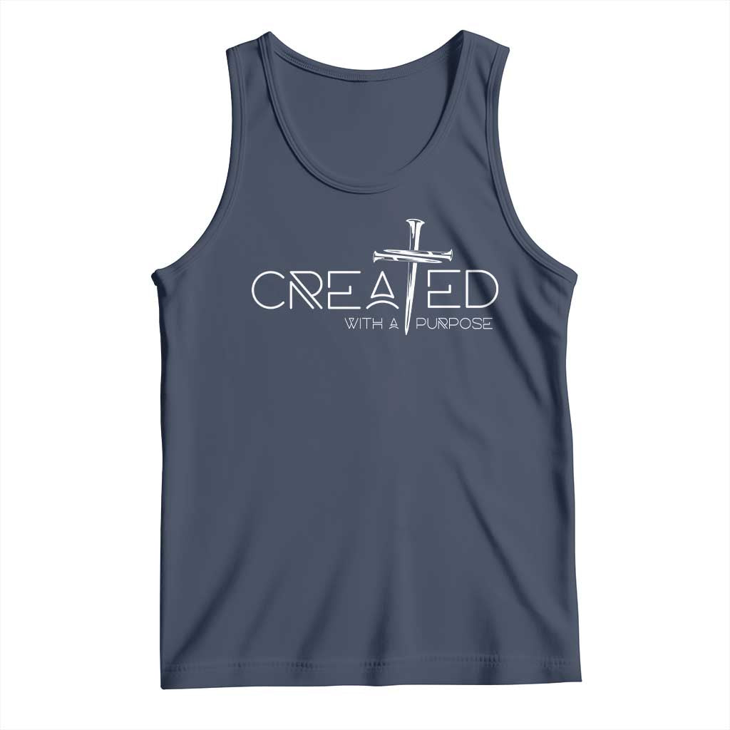 Created With A Purpose Tank Top Christian Faith Cross TS11 Navy Print Your Wear