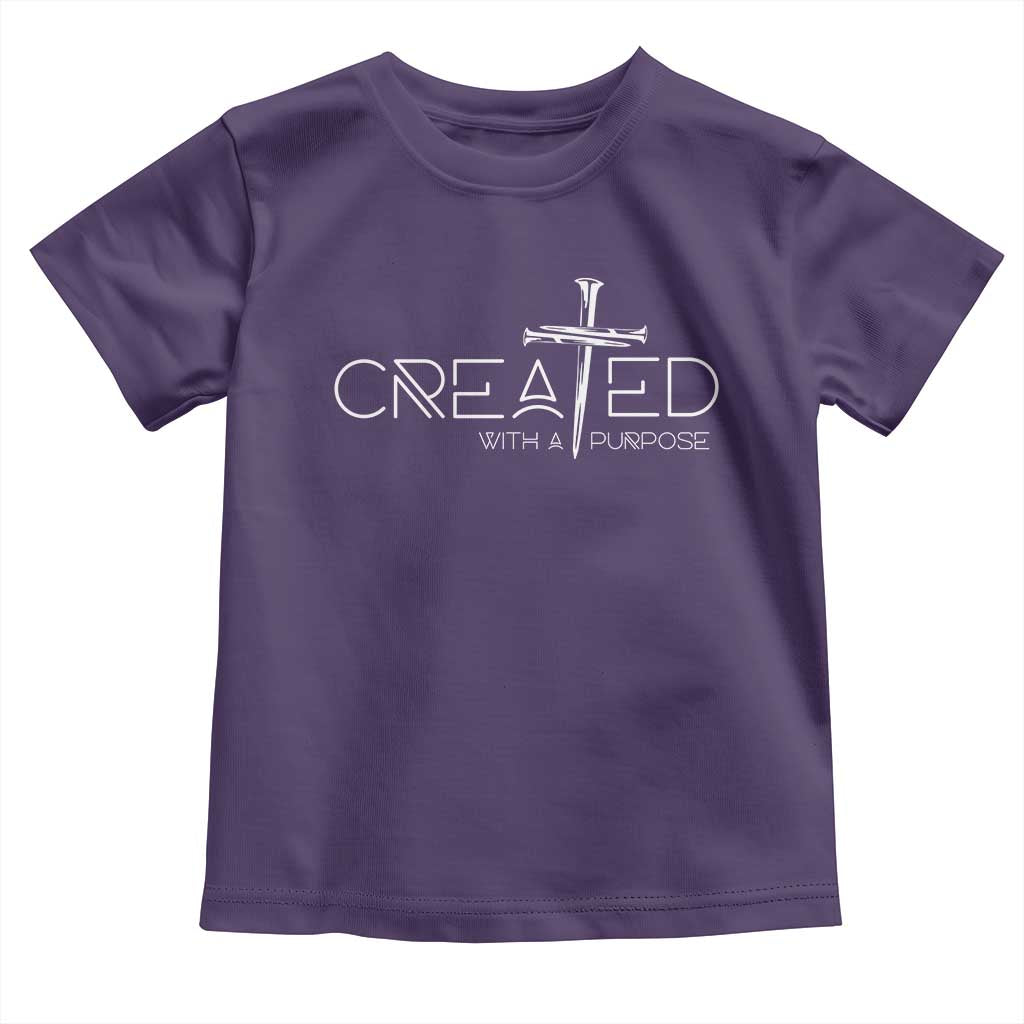 Created With A Purpose Toddler T Shirt Christian Faith Cross TS11 Purple Print Your Wear