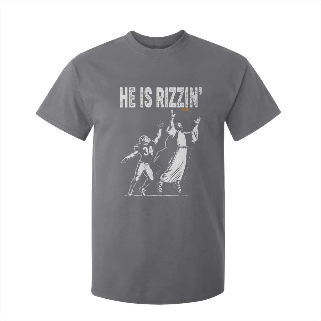 Funny Jesus American Football He Is Rizzin' T Shirt For Kid TS11 Charcoal Print Your Wear