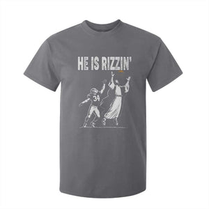 Funny Jesus American Football He Is Rizzin' T Shirt For Kid TS11 Charcoal Print Your Wear