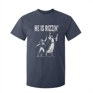 Funny Jesus American Football He Is Rizzin' T Shirt For Kid TS11 Navy Print Your Wear