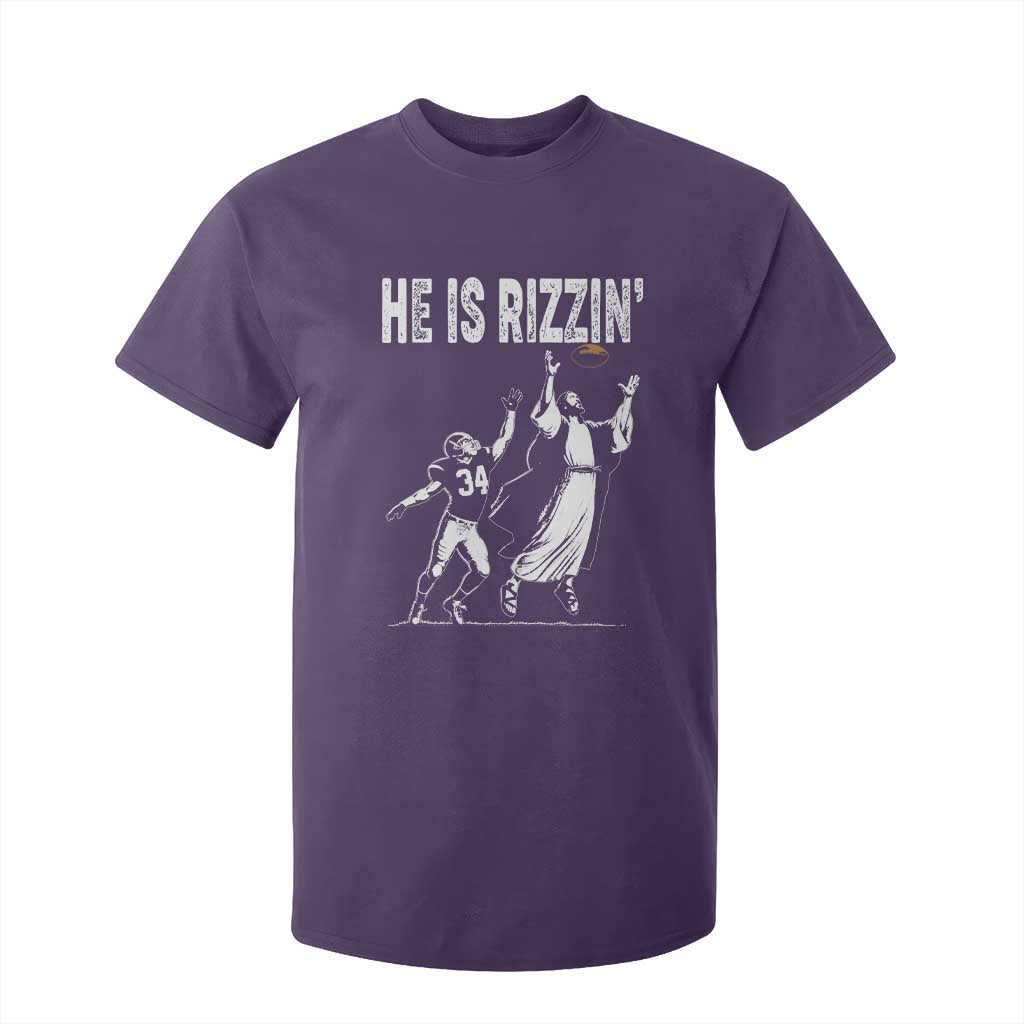 Funny Jesus American Football He Is Rizzin' T Shirt For Kid TS11 Purple Print Your Wear