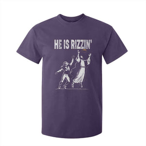 Funny Jesus American Football He Is Rizzin' T Shirt For Kid TS11 Purple Print Your Wear