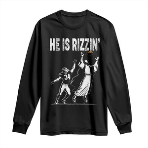 Funny Jesus American Football He Is Rizzin' Long Sleeve Shirt TS11 Black Print Your Wear