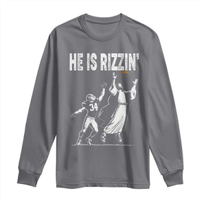 Funny Jesus American Football He Is Rizzin' Long Sleeve Shirt TS11 Charcoal Print Your Wear