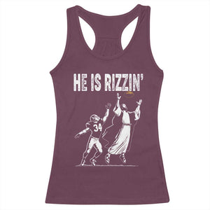 Funny Jesus American Football He Is Rizzin' Racerback Tank Top TS11 Maroon Print Your Wear