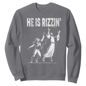 Funny Jesus American Football He Is Rizzin' Sweatshirt TS11 Charcoal Print Your Wear