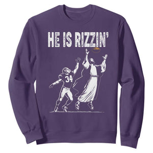 Funny Jesus American Football He Is Rizzin' Sweatshirt TS11 Purple Print Your Wear