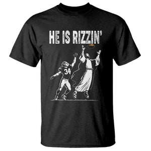 Funny Jesus American Football He Is Rizzin' T Shirt TS11 Black Print Your Wear