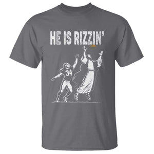 Funny Jesus American Football He Is Rizzin' T Shirt TS11 Charcoal Print Your Wear