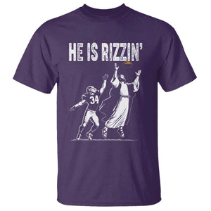 Funny Jesus American Football He Is Rizzin' T Shirt TS11 Purple Print Your Wear