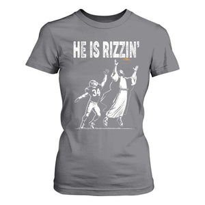 Funny Jesus American Football He Is Rizzin' T Shirt For Women TS11 Charcoal Print Your Wear