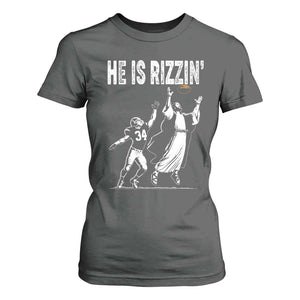 Funny Jesus American Football He Is Rizzin' T Shirt For Women TS11 Dark Heather Print Your Wear