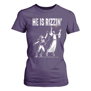 Funny Jesus American Football He Is Rizzin' T Shirt For Women TS11 Purple Print Your Wear