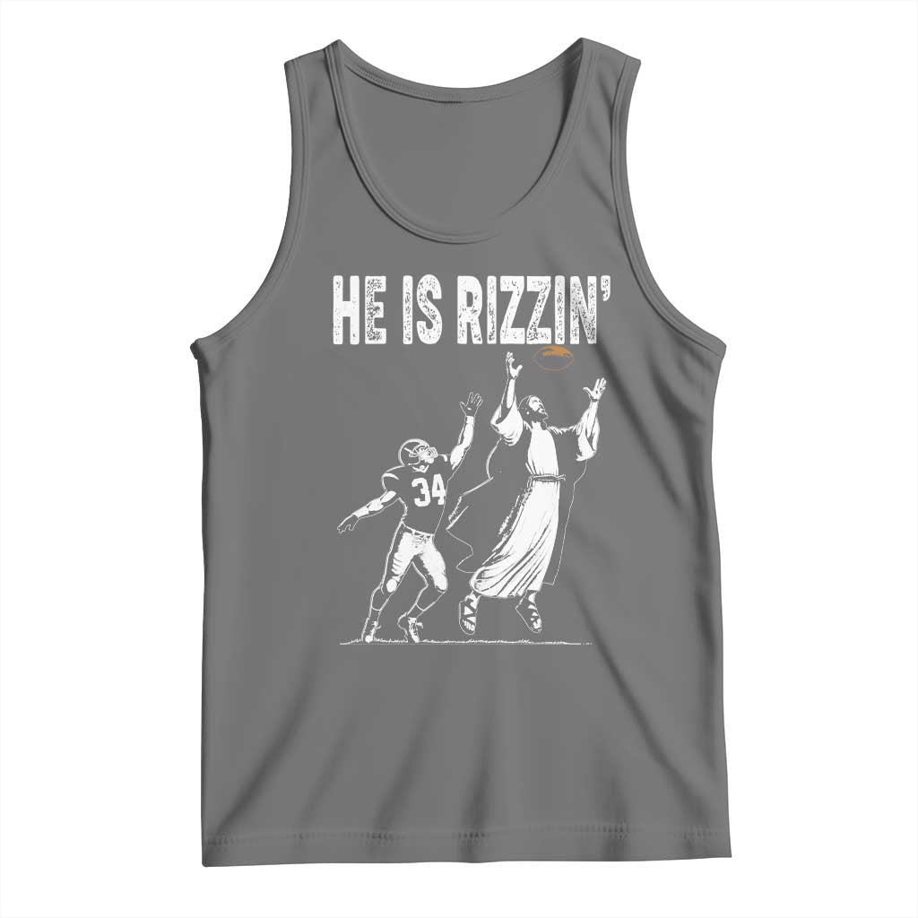 Funny Jesus American Football He Is Rizzin' Tank Top TS11 Black Heather Print Your Wear