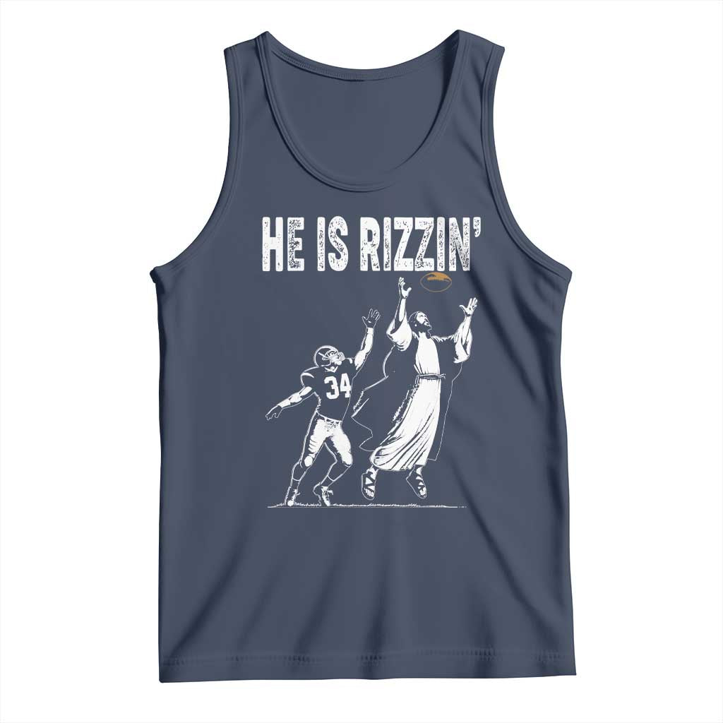 Funny Jesus American Football He Is Rizzin' Tank Top TS11 Navy Print Your Wear