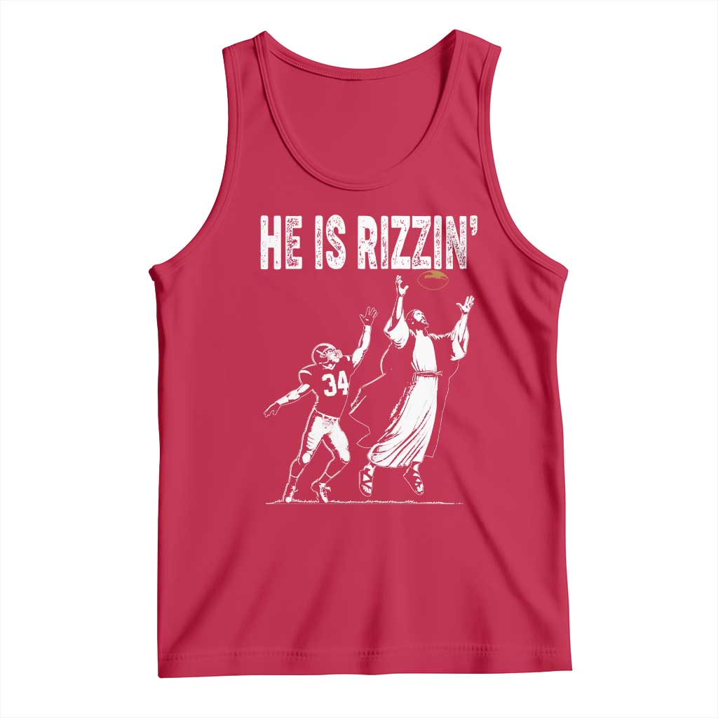 Funny Jesus American Football He Is Rizzin' Tank Top TS11 Red Print Your Wear