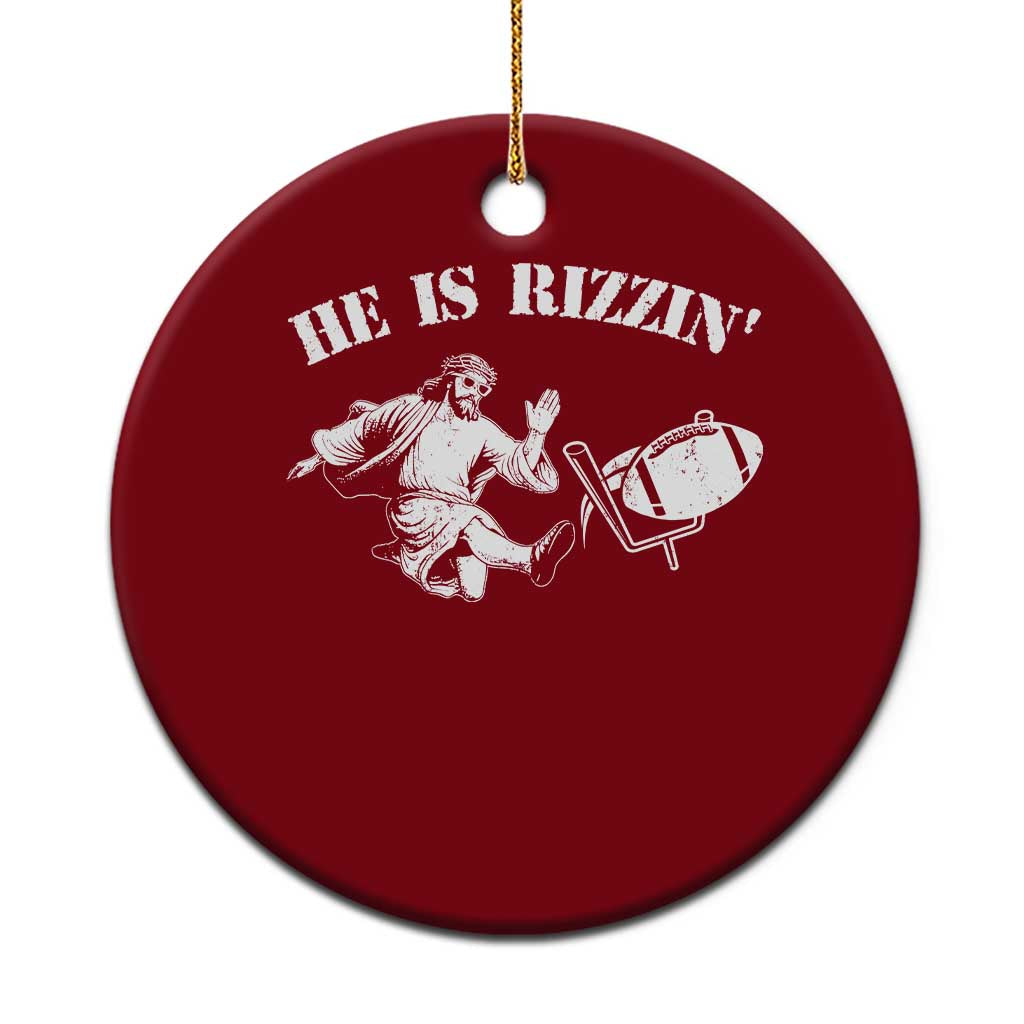 Funny Jesus American Football He Is Rizzin' Meme Ceramic Ornament TS11 1pc Red Print Your Wear