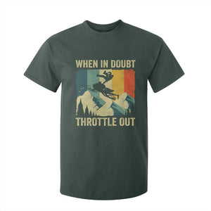 Funny Snowmobile Sled When In Doubt Throttle Out T Shirt For Kid Winter Sports TS11 Dark Forest Green Print Your Wear