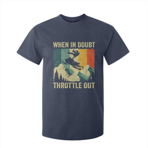 Funny Snowmobile Sled When In Doubt Throttle Out T Shirt For Kid Winter Sports TS11 Navy Print Your Wear