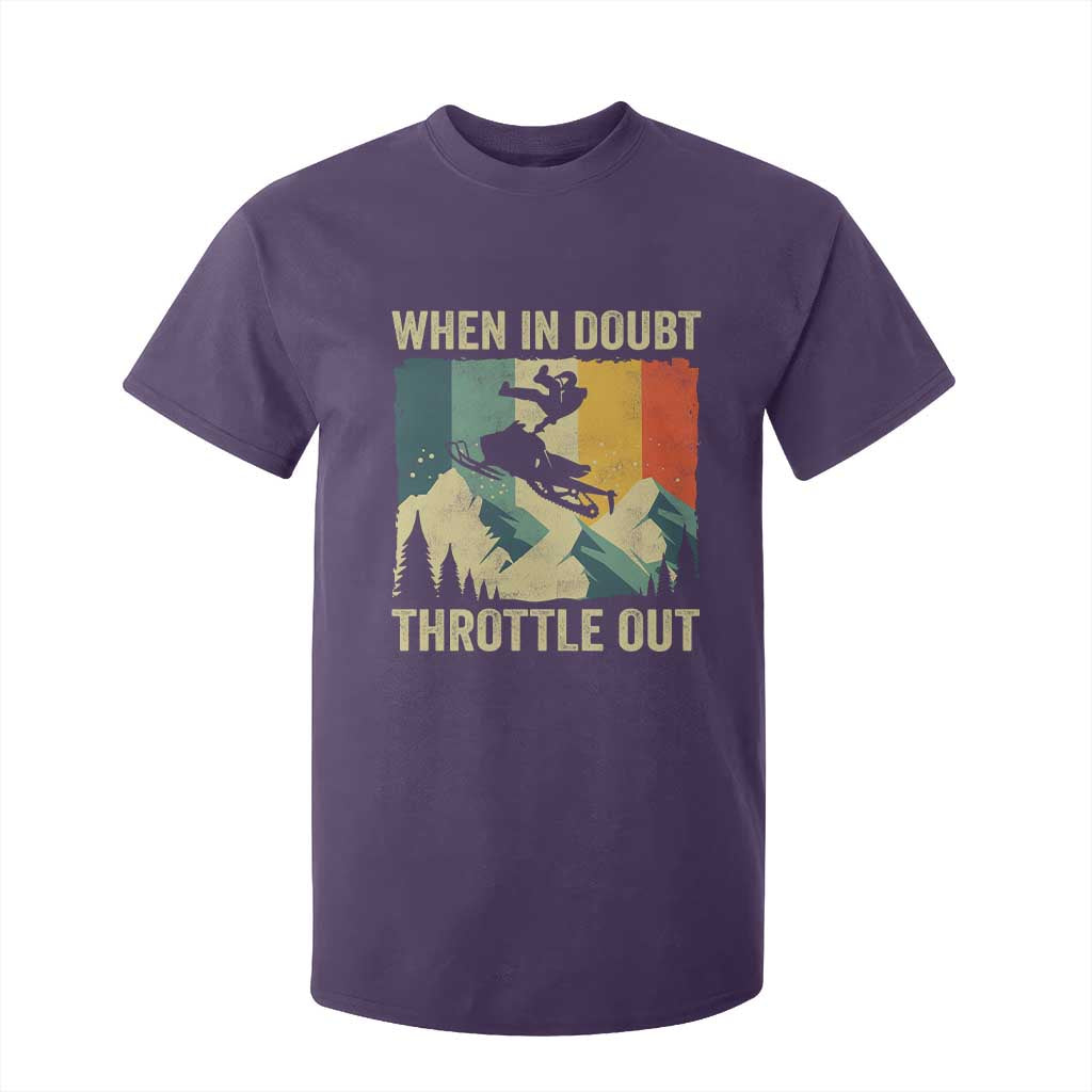 Funny Snowmobile Sled When In Doubt Throttle Out T Shirt For Kid Winter Sports TS11 Purple Print Your Wear