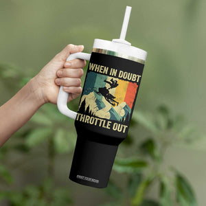 Funny Snowmobile Sled When In Doubt Throttle Out Tumbler With Handle Winter Sports TS11 Print Your Wear