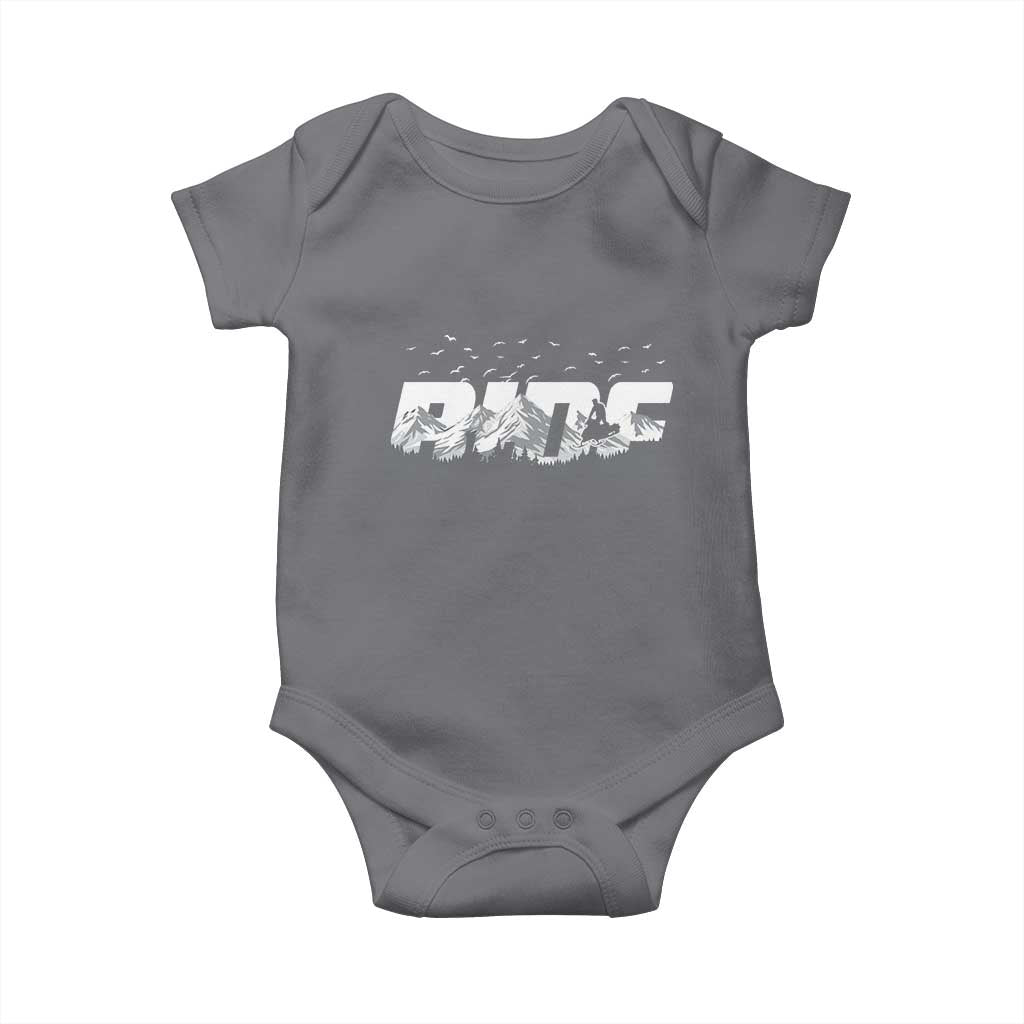 Snowmobile Ride Motor Sled Racing Winter Mountain Sports Fan Baby Onesie TS11 Charcoal Print Your Wear