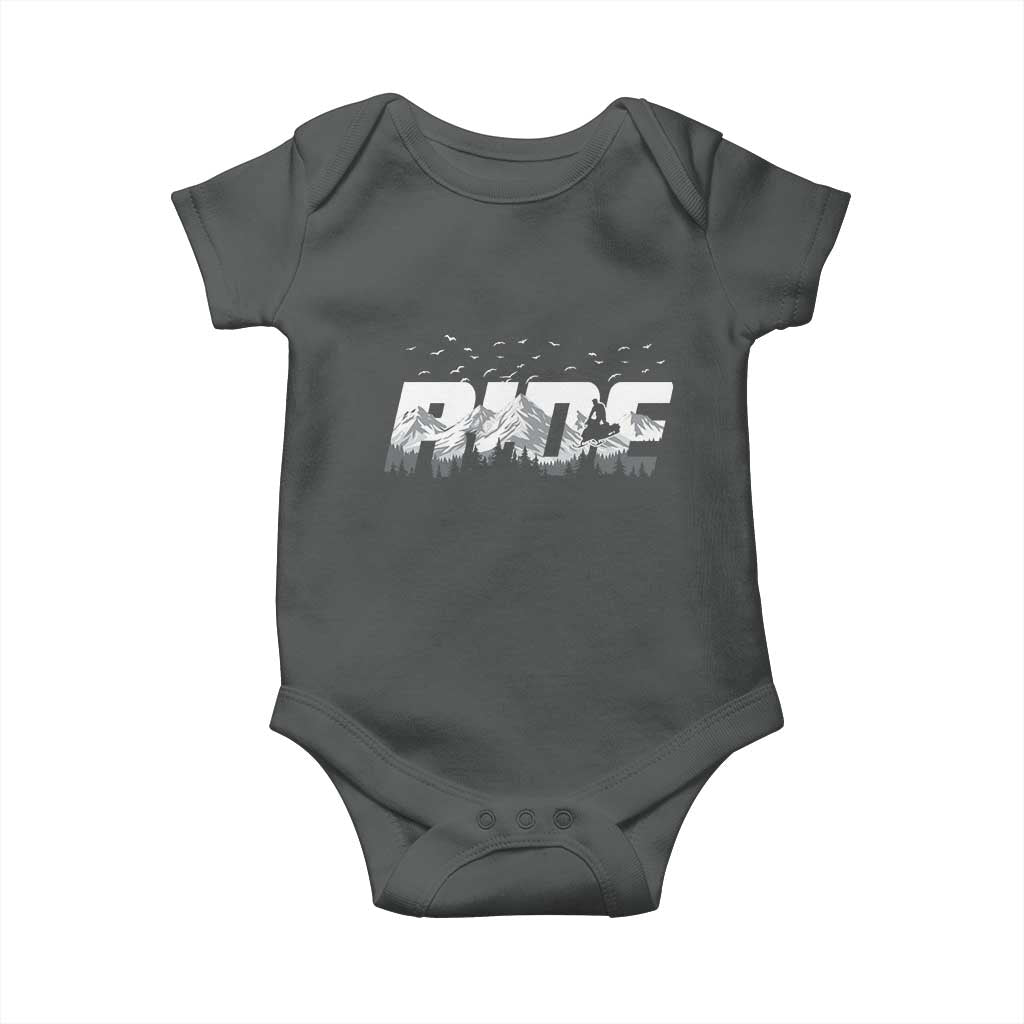 Snowmobile Ride Motor Sled Racing Winter Mountain Sports Fan Baby Onesie TS11 Dark Heather Print Your Wear