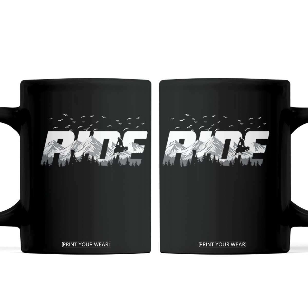 Snowmobile Ride Motor Sled Racing Winter Mountain Sports Fan Coffee Mug TS11 Black Print Your Wear