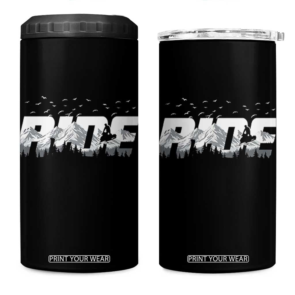 Snowmobile Ride Motor Sled Racing Winter Mountain Sports Fan 4 in 1 Can Cooler Tumbler TS11 One Size: 16 oz Black Print Your Wear