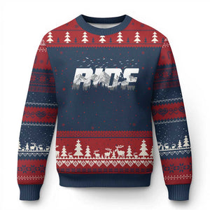 Snowmobile Ride Motor Sled Racing Winter Mountain Sports Fan Ugly Christmas Sweater TS11 Navy Red Print Your Wear
