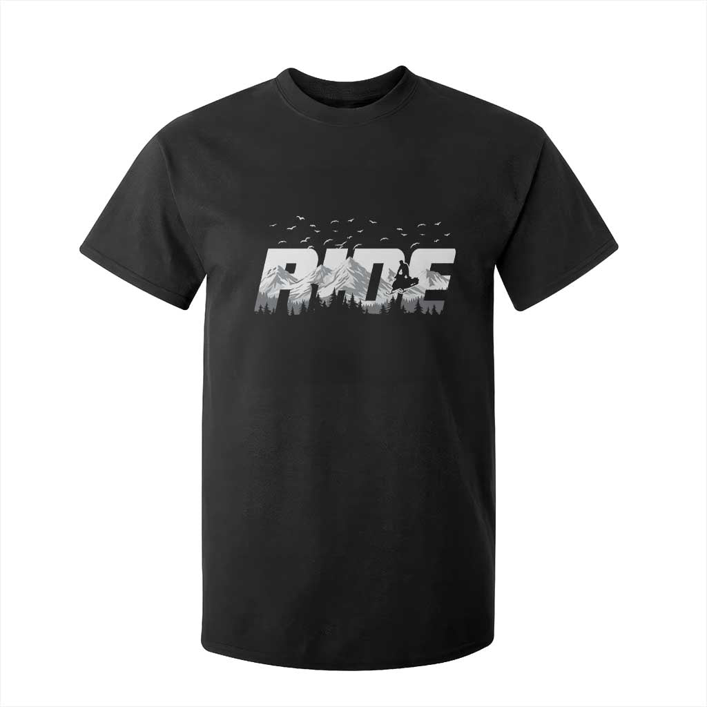 Snowmobile Ride Motor Sled Racing Winter Mountain Sports Fan T Shirt For Kid TS11 Black Print Your Wear