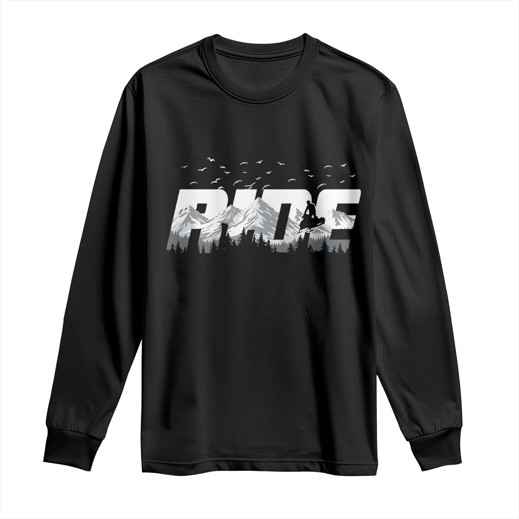 Snowmobile Ride Motor Sled Racing Winter Mountain Sports Fan Long Sleeve Shirt TS11 Black Print Your Wear