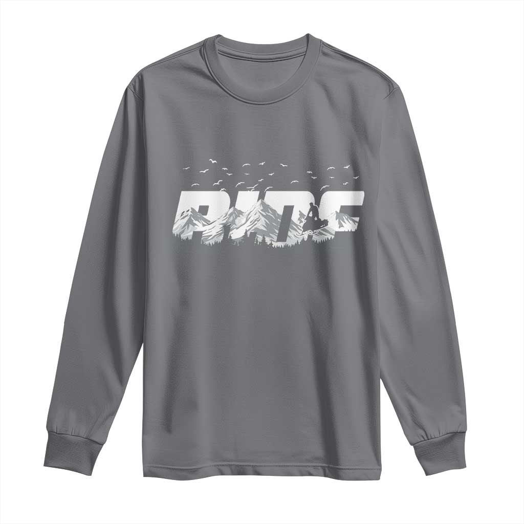 Snowmobile Ride Motor Sled Racing Winter Mountain Sports Fan Long Sleeve Shirt TS11 Charcoal Print Your Wear