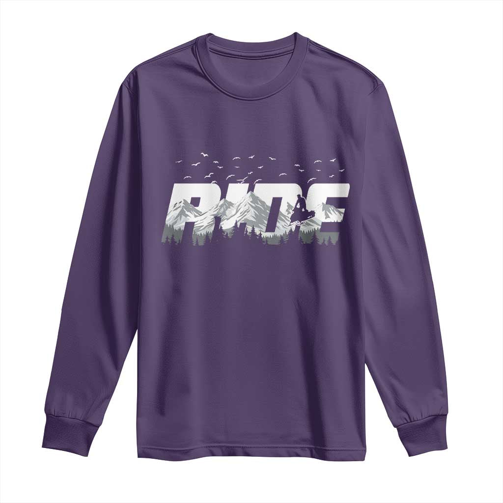 Snowmobile Ride Motor Sled Racing Winter Mountain Sports Fan Long Sleeve Shirt TS11 Purple Print Your Wear