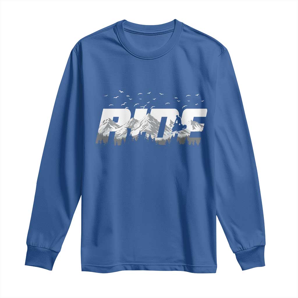 Snowmobile Ride Motor Sled Racing Winter Mountain Sports Fan Long Sleeve Shirt TS11 Royal Blue Print Your Wear