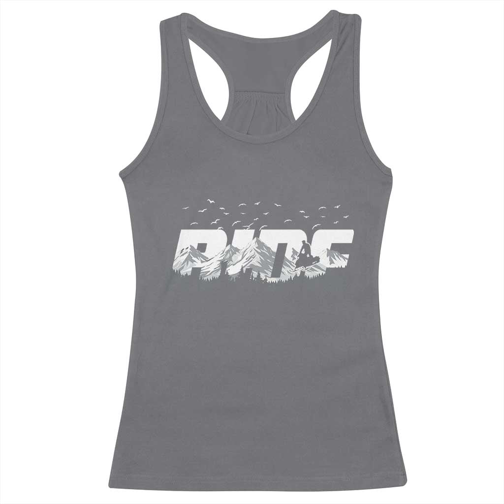 Snowmobile Ride Motor Sled Racing Winter Mountain Sports Fan Racerback Tank Top TS11 Charcoal Print Your Wear
