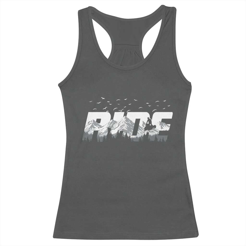 Snowmobile Ride Motor Sled Racing Winter Mountain Sports Fan Racerback Tank Top TS11 Dark Heather Print Your Wear