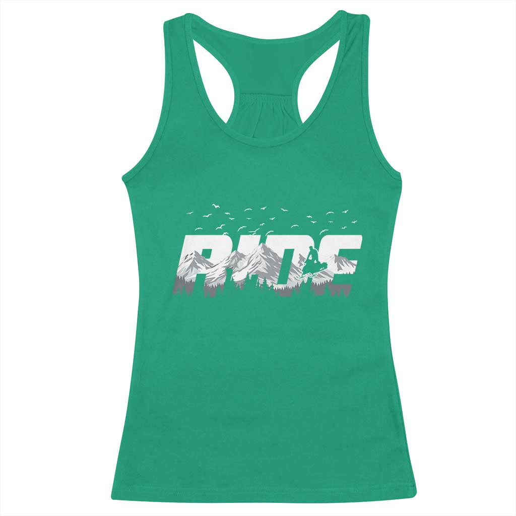Snowmobile Ride Motor Sled Racing Winter Mountain Sports Fan Racerback Tank Top TS11 Irish Green Print Your Wear