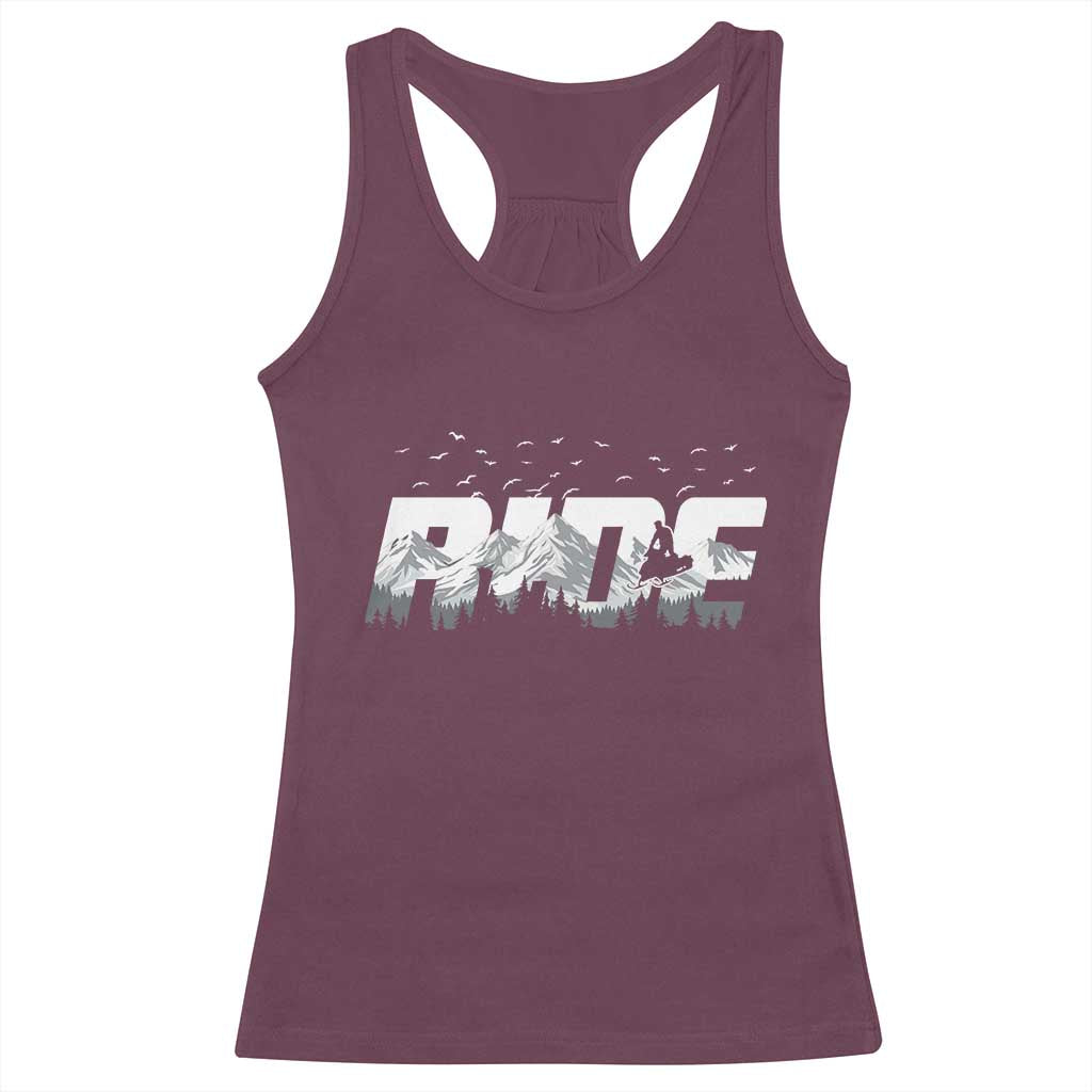 Snowmobile Ride Motor Sled Racing Winter Mountain Sports Fan Racerback Tank Top TS11 Maroon Print Your Wear
