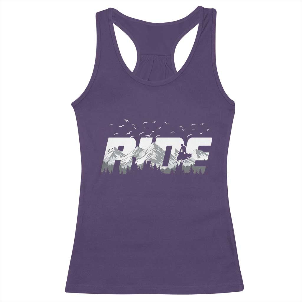 Snowmobile Ride Motor Sled Racing Winter Mountain Sports Fan Racerback Tank Top TS11 Purple Print Your Wear