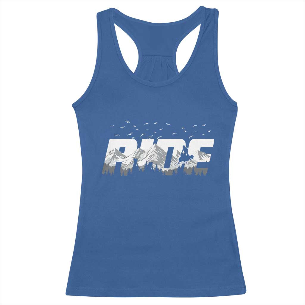 Snowmobile Ride Motor Sled Racing Winter Mountain Sports Fan Racerback Tank Top TS11 Royal Blue Print Your Wear