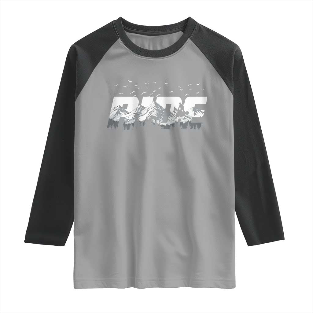 Snowmobile Ride Motor Sled Racing Winter Mountain Sports Fan Raglan Shirt TS11 Sport Gray Black Print Your Wear