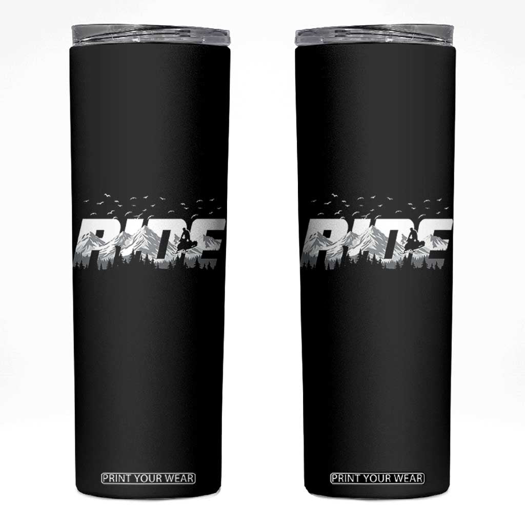 Snowmobile Ride Motor Sled Racing Winter Mountain Sports Fan Skinny Tumbler TS11 Black Print Your Wear