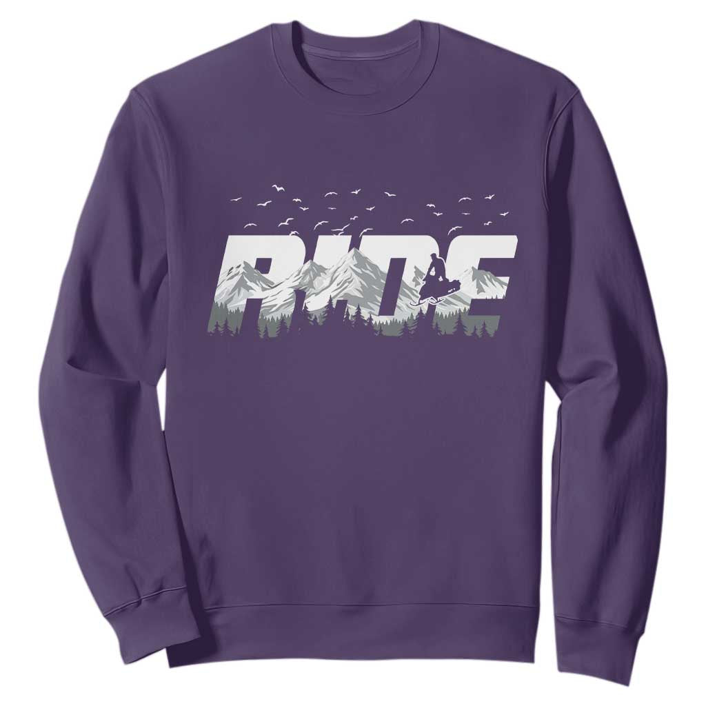 Snowmobile Ride Motor Sled Racing Winter Mountain Sports Fan Sweatshirt TS11 Purple Print Your Wear